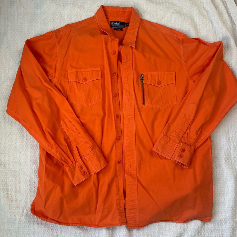 Polo by Ralph Lauren Orange Arctic thick Zipper Pocket Long Sleeve Shirt XXL